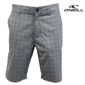 O'Neill Shorts Mens 30 Grey Plaid Standard Fit Hybrid Casual Surf Walkshorts